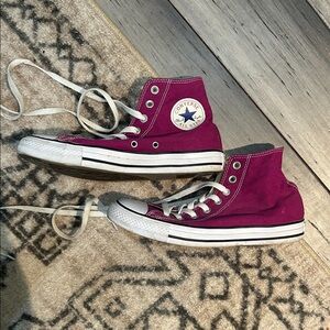 Converse High-Tops in Deep Magenta with White Accents